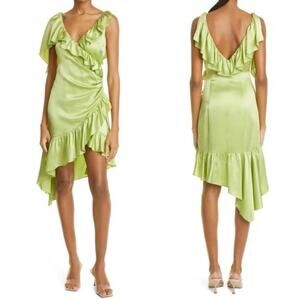 CINQ A SEPT Women's Petunya Silk Prickly V-Neckline Pear Mini Dress Size 10